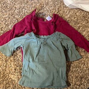 Kids Ruffled Long Sleeve Tops - Red and Green
